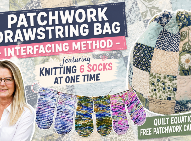 Patchwork Drawstring Almondine Knitting Bag